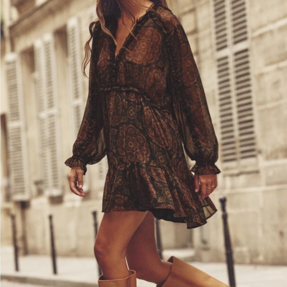 Zara Ruffled Print Dress